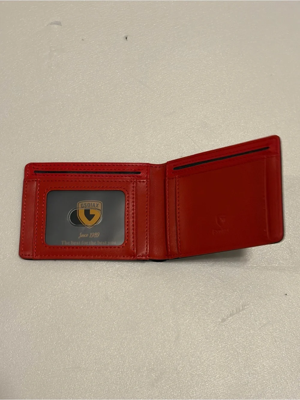GSOIAX Slim Wallet for Men RFID Blocking Carbon Fiber Front Pocket Black/Red